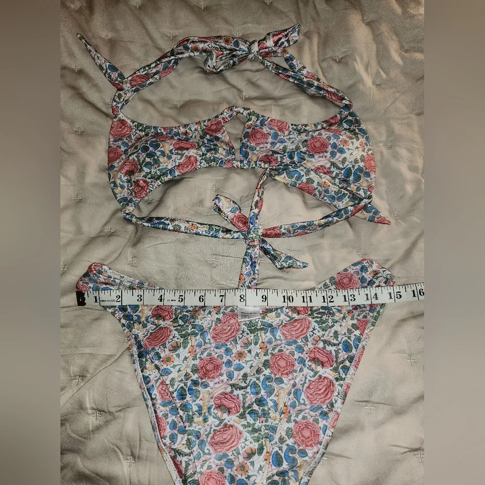 Strawberry Milk Mob Floral Tie Bikini in Pink, Green, Blue
